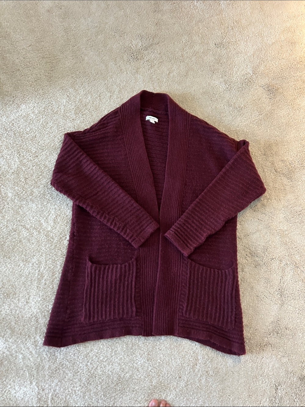 Women's NINE WEST Plum Open-Front Ribbed Cardigan Sweater
